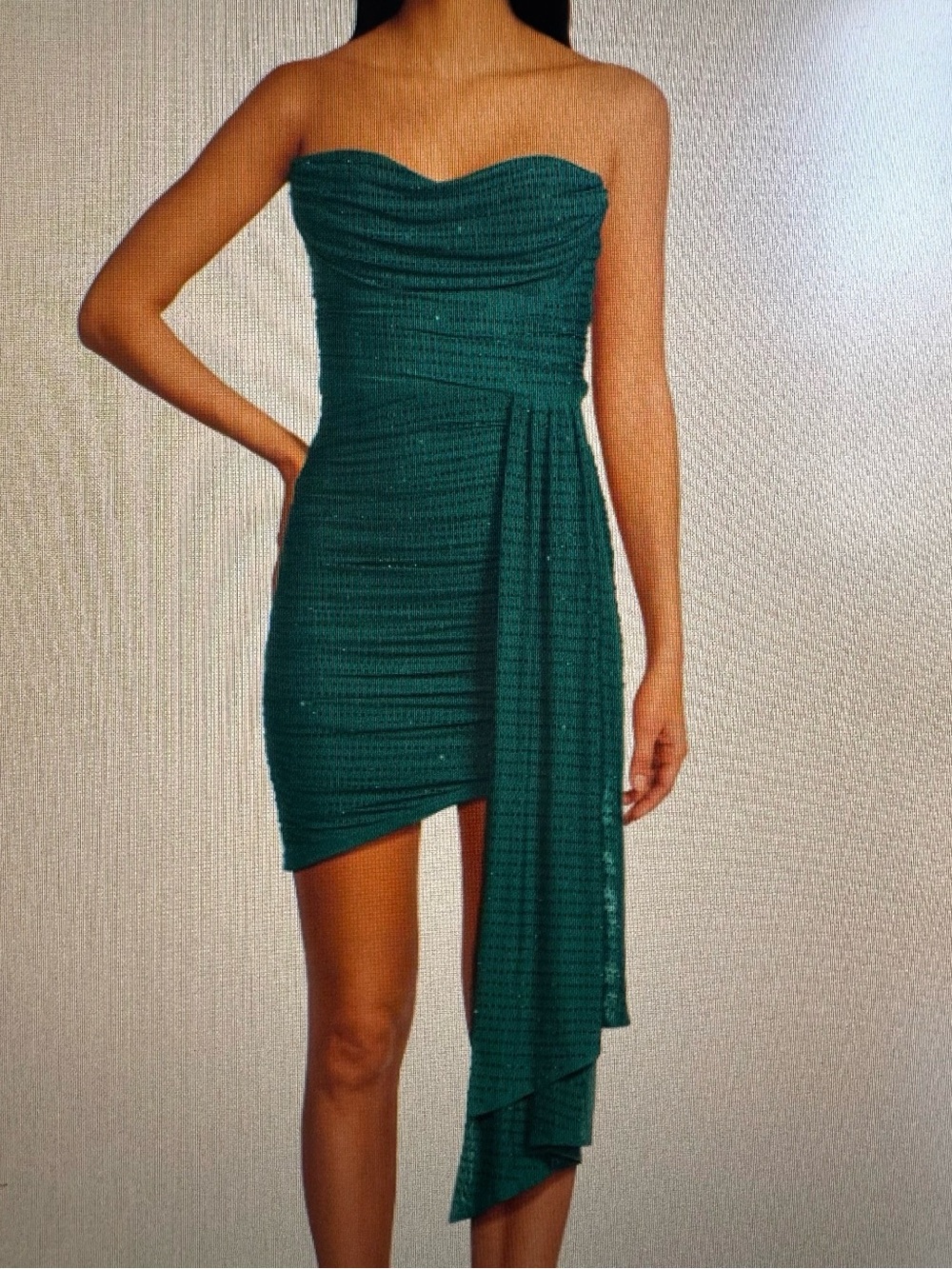 Lulu's Emerald Green Strapless Ruched Mini Dress with Draped Sash NWOT